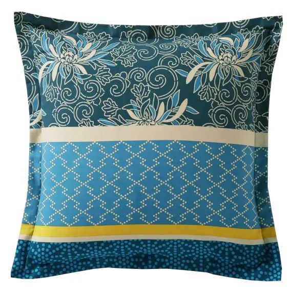 Taie d&rsquo;oreiller 63×63 bleue en coton