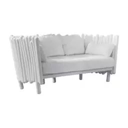 Canapé de jardin 2 places Canisse en Tissu, Tissu polyester – Couleur Blanc – 120.04 x 173 x 80 cm – Designer Philippe Nigro