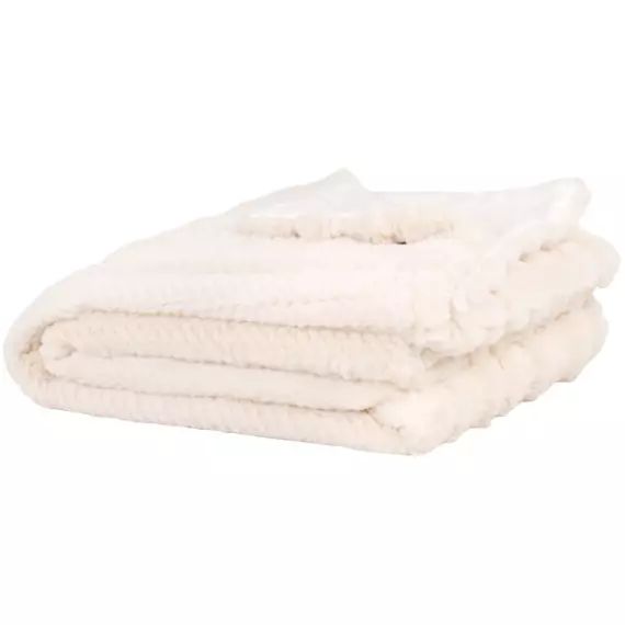 Plaid effet fourrure en polyester recyclé beige et écru 150×180