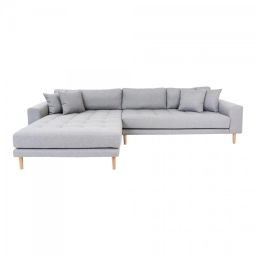 Canapé d’angle gauche moderne en tissu gris clair