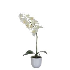 Orchidée plante artificielle blanche en pot H60