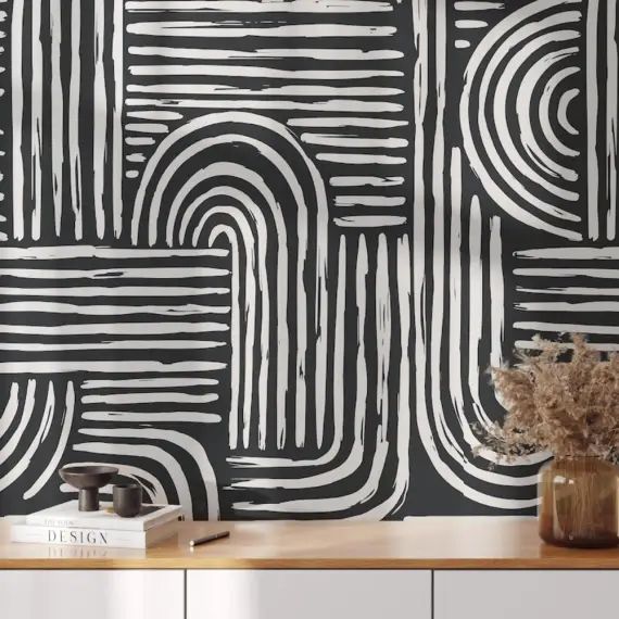 Papier Peint Rayures Noires 250×200 cm