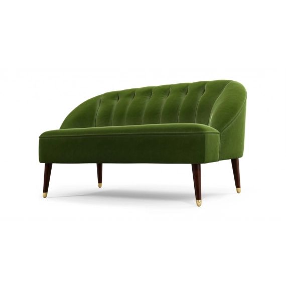 – Margot, canapé 2 places, velours de coton vert épicéa et pieds en bois teinté