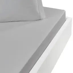 Drap housse en coton bonnet 30cm gris perle 180×200 cm
