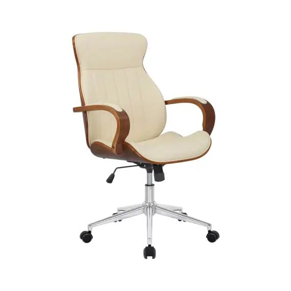 Chaise de bureau réglable en similicuir Noyer / Crème