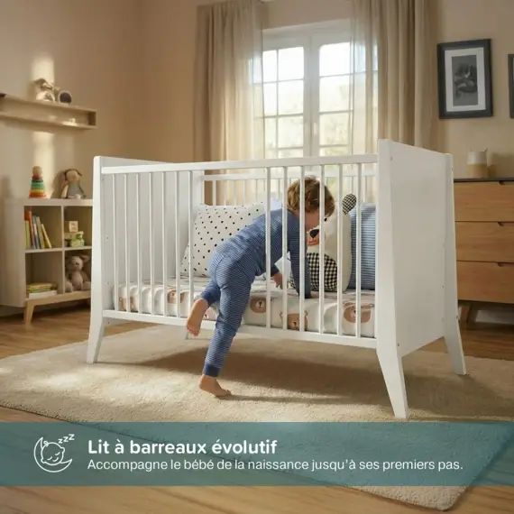 Lit Bébé évolutif  60×120 (matelas non inclus)