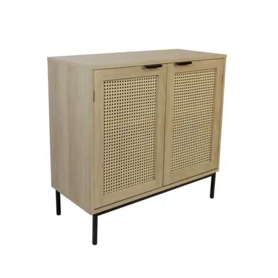 Buffet en bois et portes cannage – 1 étagère – Naturel – FSC 100%