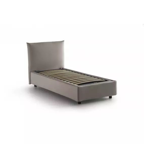 Lit coffre 80×190 cm en tissu gris taupe