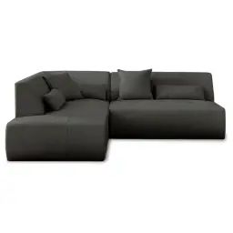 Canapé modulable 5 places angle gauche en tissu gris foncé