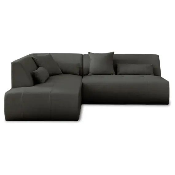 Canapé modulable 5 places angle gauche en tissu gris foncé