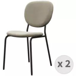 Chaise en Velours Taupe et métal noir (x2)
