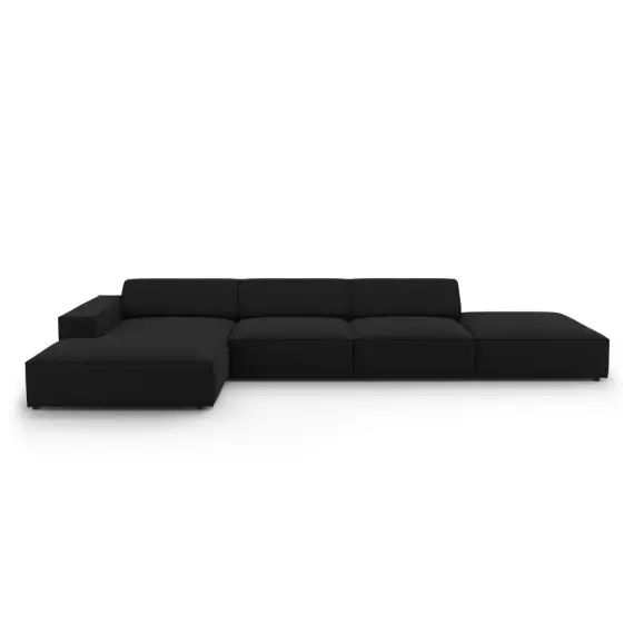 Canapé d’angle 5 places en tissu structuré noir