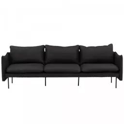 Canapé droit 3 places en simili cuir noir