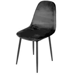 Chaise en velours noir pieds en métal noir 44x53x88cm