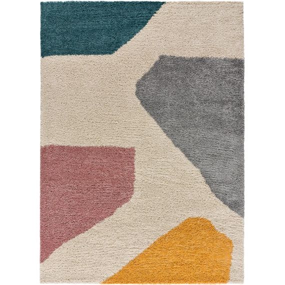 Tapis shaggy design scandinave multicolore, 133×190 cm