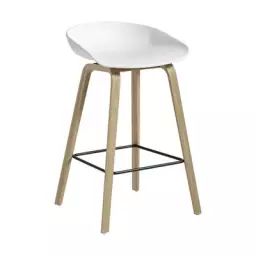 Tabouret de bar About a stool en Plastique, Chêne laqué – Couleur Blanc – 50 x 43 x 75 cm – Designer Hee Welling