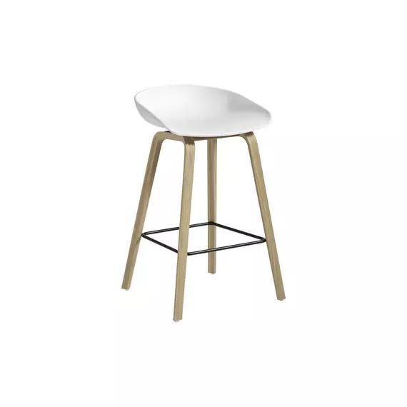 Tabouret de bar About a stool en Plastique, Chêne laqué – Couleur Blanc – 50 x 43 x 75 cm – Designer Hee Welling