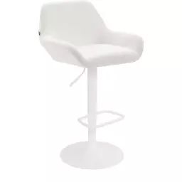 Tabouret de bar similicuir ajustable pivotant similicuir Blanc