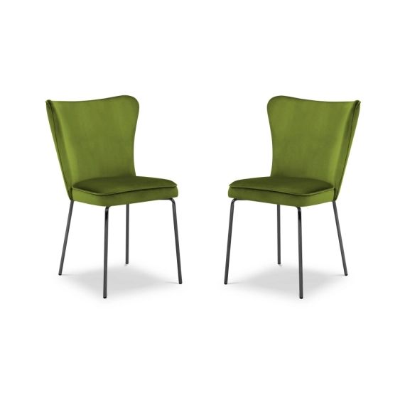 Ensemble de 2 chaises 1 place en velours vert