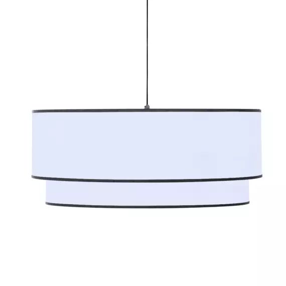 Suspension en coton blanc et finition noir Ø 35 Hauteur 25cm