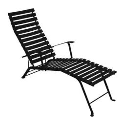 Chaise longue pliable inclinable Bistro en Métal, Acier laqué – Couleur Noir – 57 x 54 x 89 cm