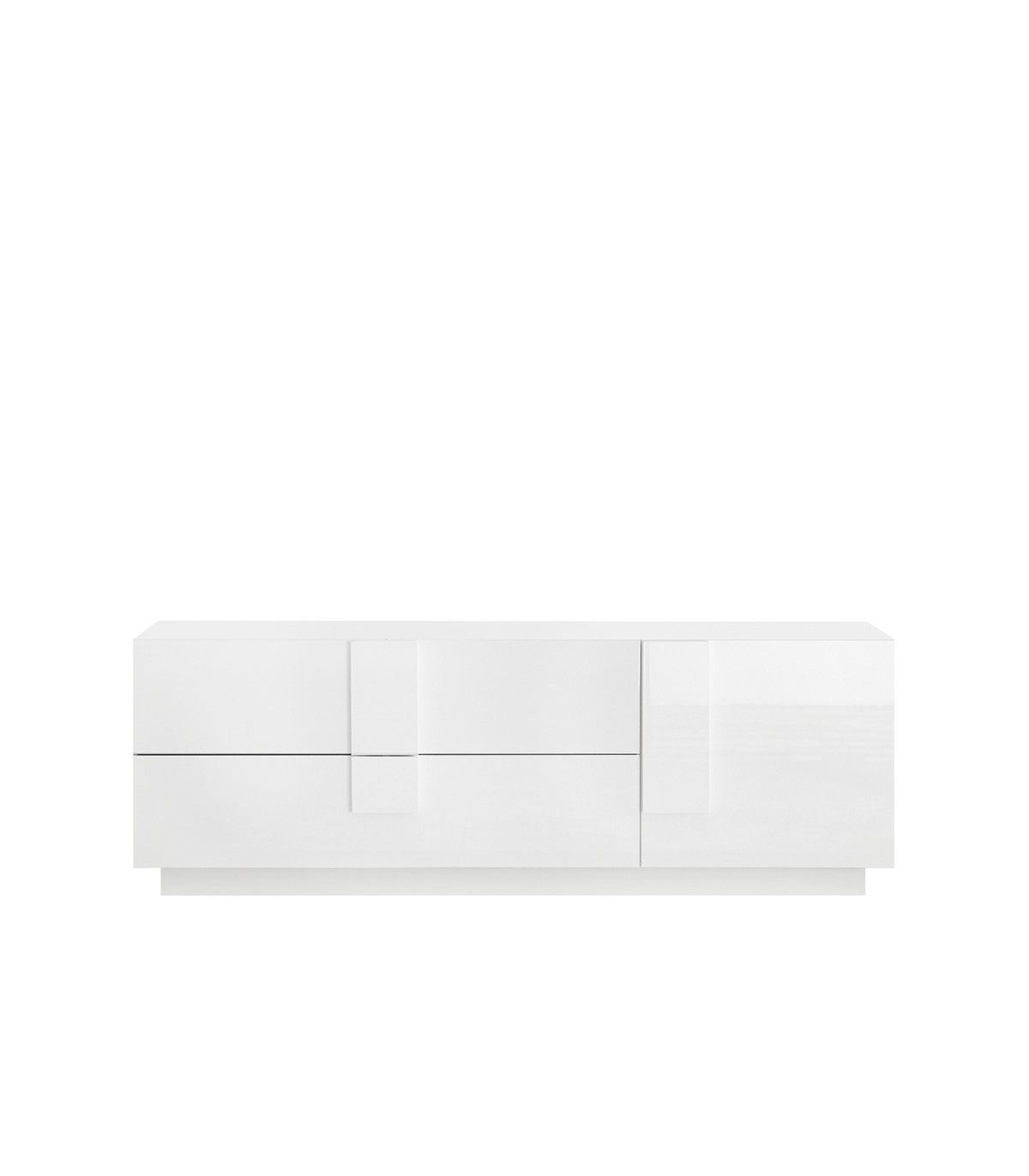 Meuble TV 2 tiroirs et 1 porte – L182 cm – Blanc