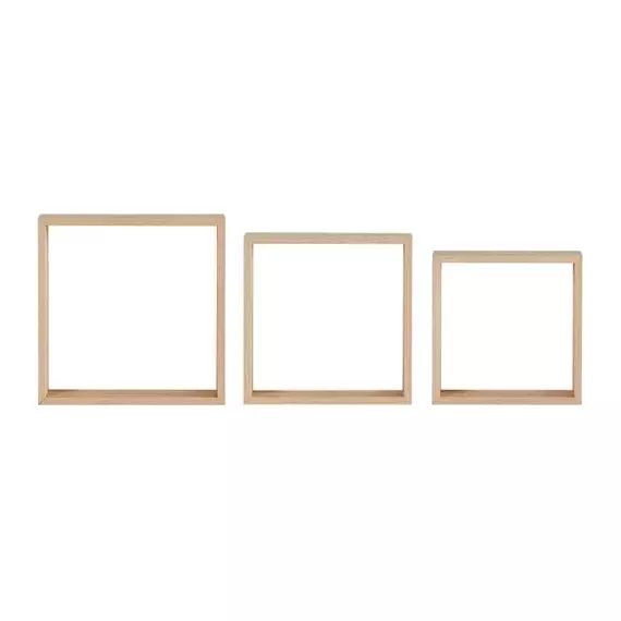 Etagère carré set de 3 MELIE Imitation chêne