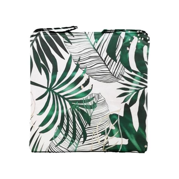 Galette de chaise déperlant Jungle, blanc et vert l.40 x H.40 cm