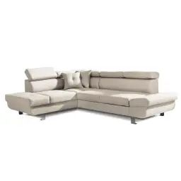 Canapé d’angle gauche convertible 5 places Beige