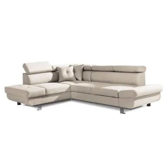 Canapé d&rsquo;angle gauche convertible 5 places Beige