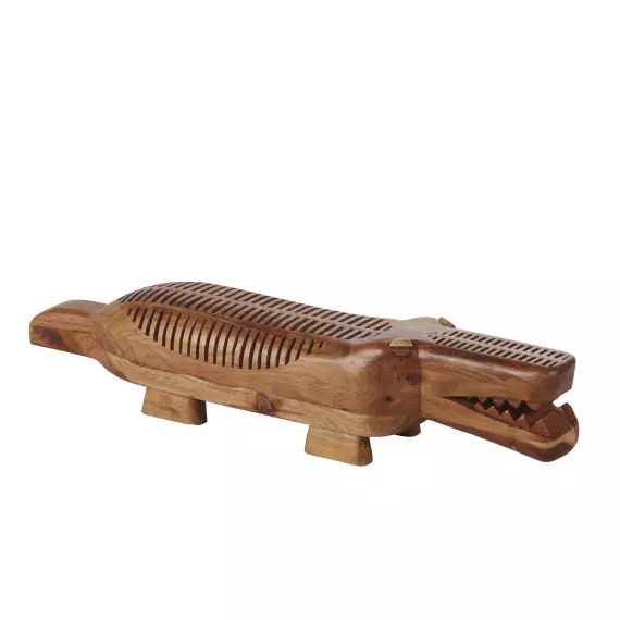 Statuette crocodile en bois d’acacia gravé H21