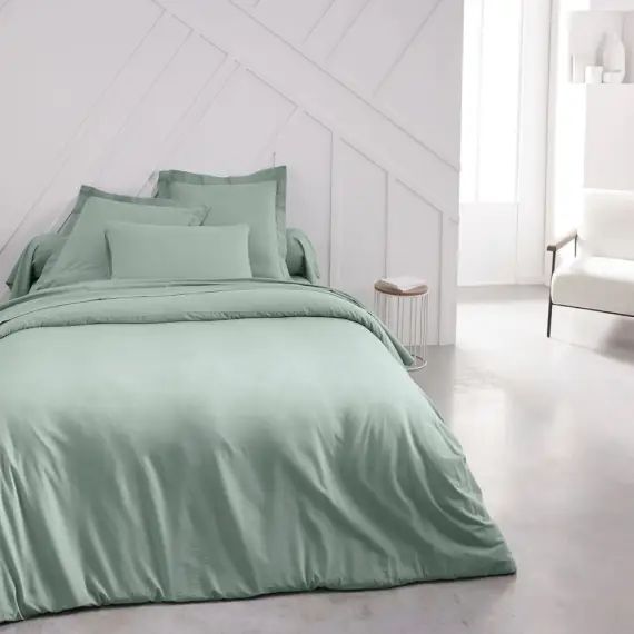 Housse de couette en Coton Bleu c�ladon 140×200 cm