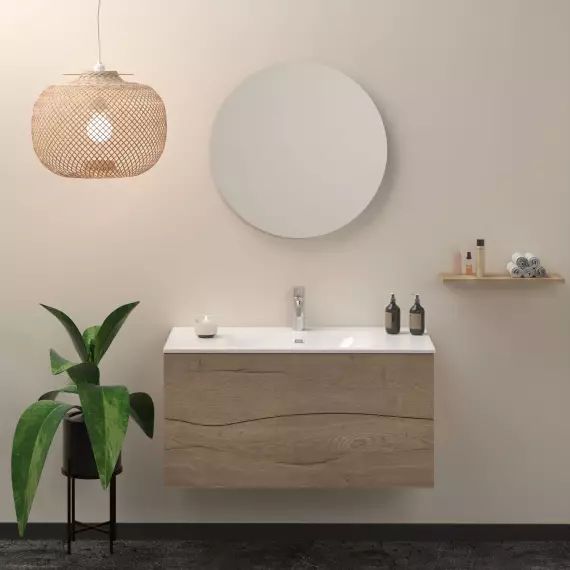 Meuble simple vasque chêne massif SHERWOOD