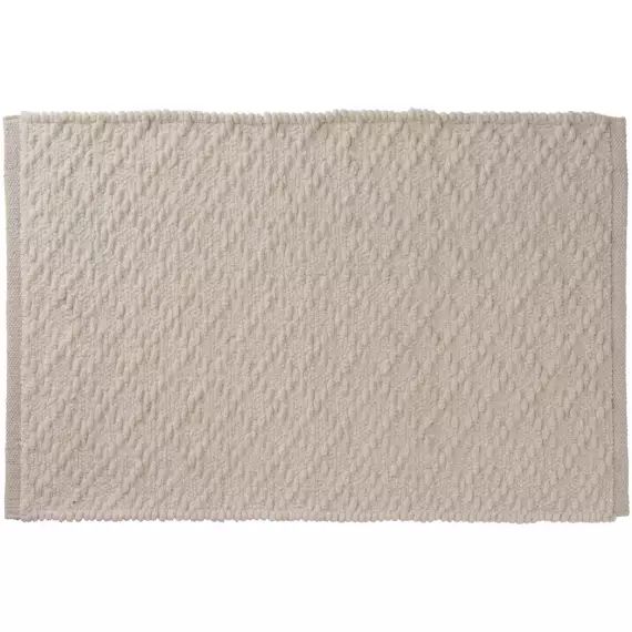 Tapis de bain fantaisie coton écru 50x80cm