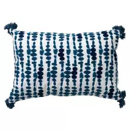 Housse de coussin bleu en coton-40×60 cm avec motif