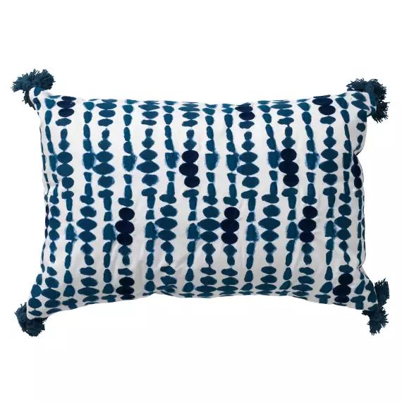 Housse de coussin bleu en coton-40×60 cm avec motif