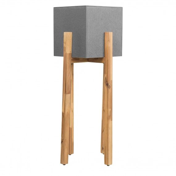 Cache-pot gris avec support en bois carré 30x30x95cm
