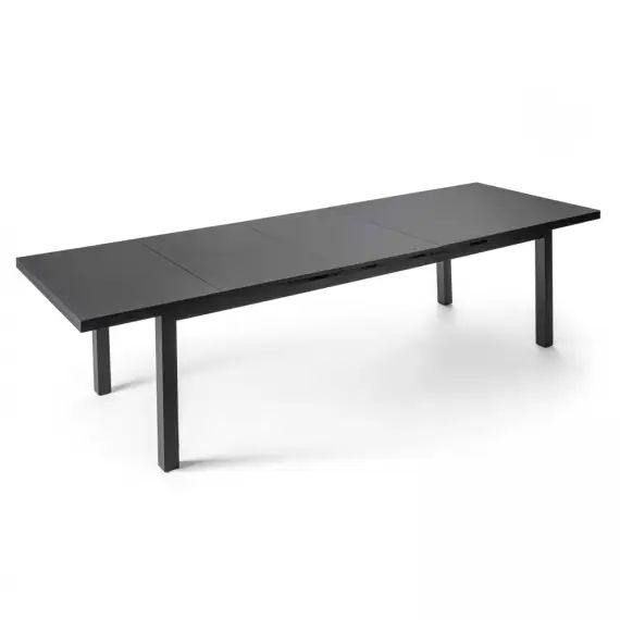 Table de jardin à rallonge en aluminium noir 12 places