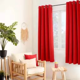 Rideau uni isolant et thermique polyester rouge 180 x 140