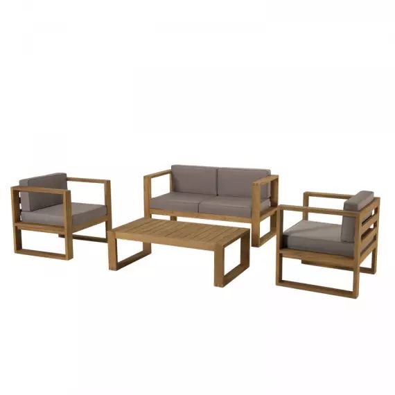 Salon de jardin en teck et tissu 4 personnes