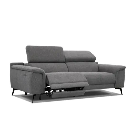 Canapé 3 places avec relax électrique côté gauche tissu gris foncé