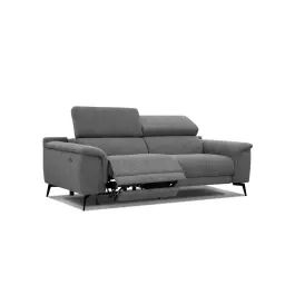 Canapé 3 places avec relax électrique côté gauche tissu gris foncé