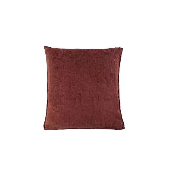 Taie d’oreiller en double gaze de coton rouille 65×65 cm