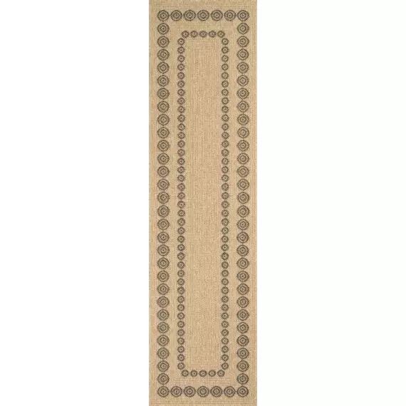 Tapis rectangulaire effet  jute à motif géométrique noir 80×300