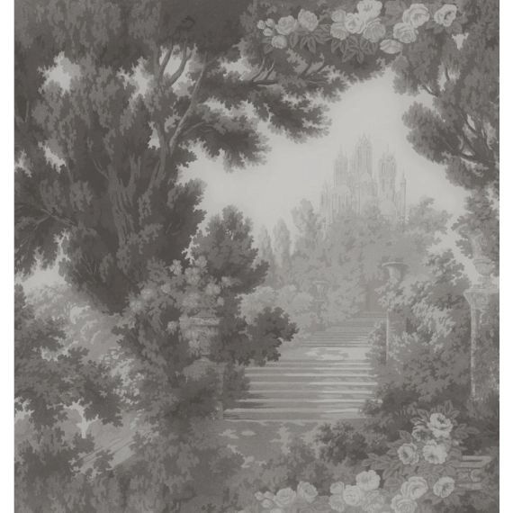 Papier peint panoramique VILLA ROSALIE Aurore gris, l.265 x H.280 cm