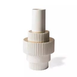 Vase Gear en Céramique, Porcelaine émaillée – Couleur Blanc – 34.76 x 34.76 x 46 cm