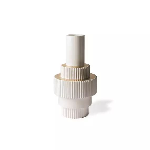 Vase Gear en Céramique, Porcelaine émaillée – Couleur Blanc – 34.76 x 34.76 x 46 cm
