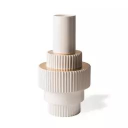 Vase Gear en Céramique, Porcelaine émaillée – Couleur Blanc – 34.76 x 34.76 x 46 cm