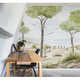 Papier peint panoramique paysage vue des pins 375 x 250 cm