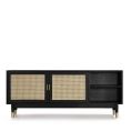 image de meubles tv scandinave Meuble TV design 2 portes bois et cannage noir